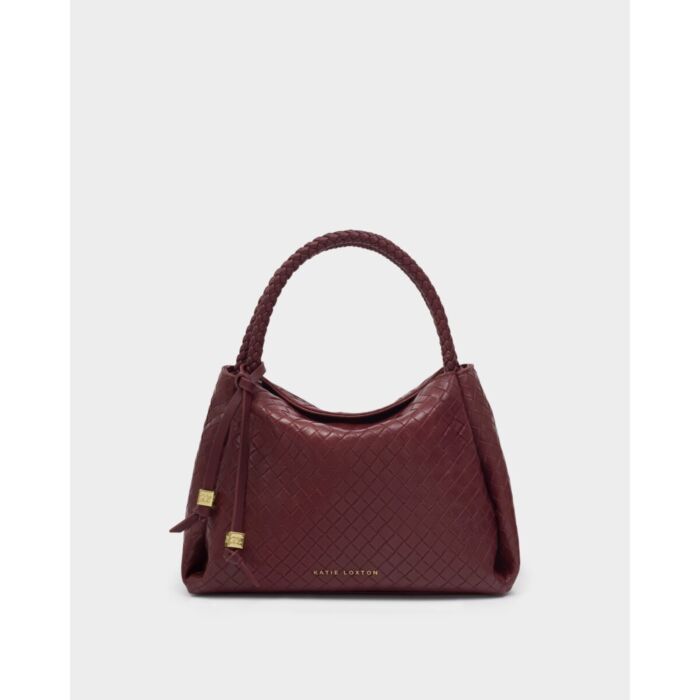 Katie Loxton Nova Woven Texture Top Handle Bag - Cherry